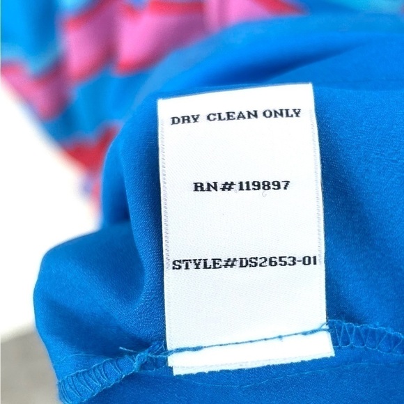 SILK striped red pink  blue asymmetric dress size small - Picture 9 of 11